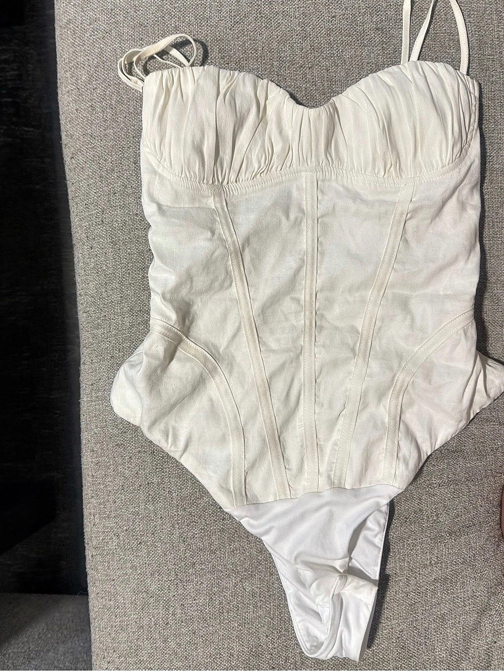 Zara Sweetheart Neckline Bodysuit Corset Bodysuit White